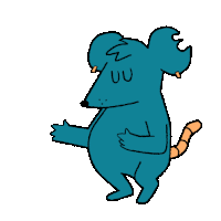 a blue rat doing the 'dancing baby' animation