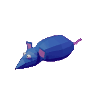 a 3D blue rat spinning